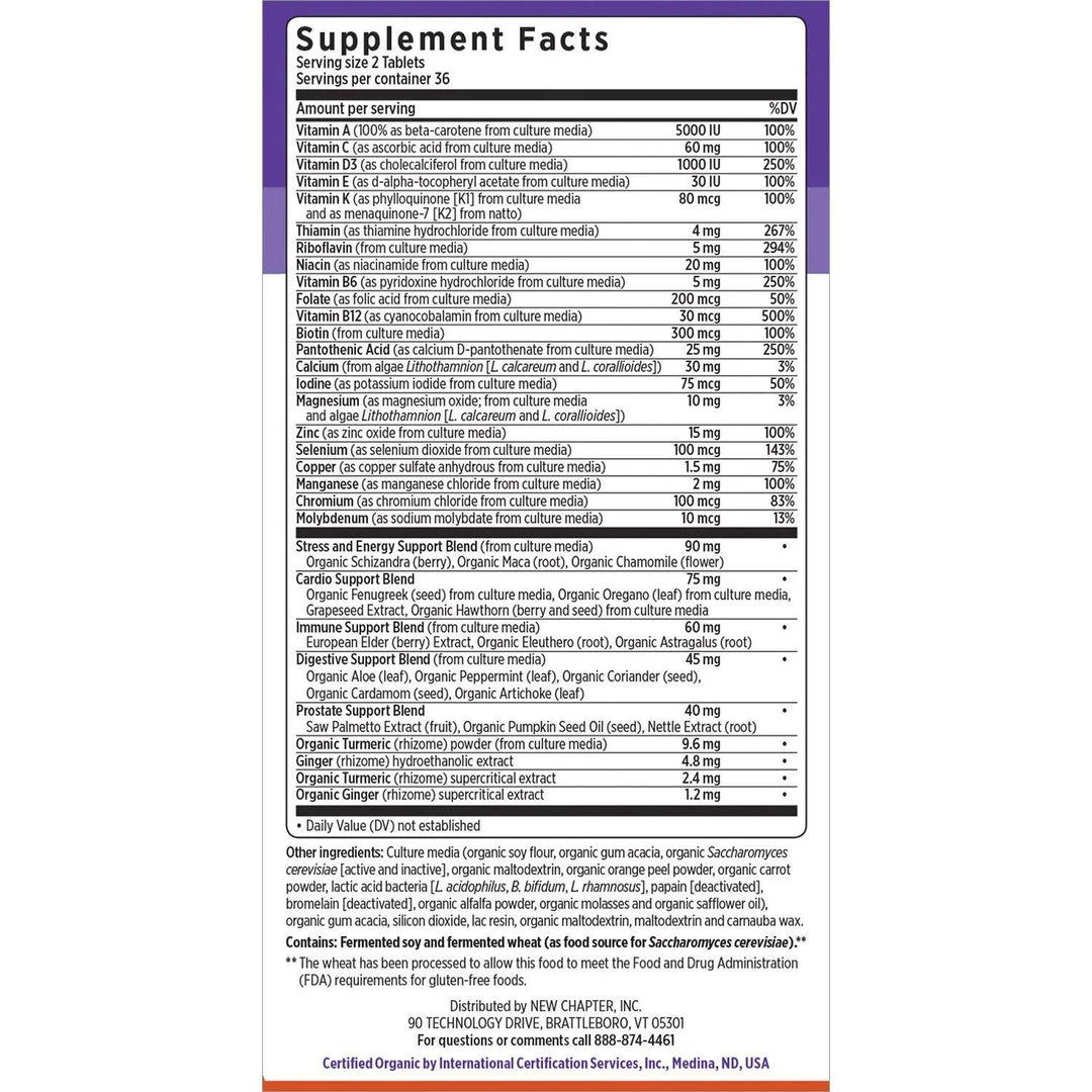 Health Supplements New Chapter Every Man, Men's Multivitamin Fermented With Probiotics + Selenium + B Vitamins + Vitamin D3 + Organic Non-GMO Ingredients - 72 Tablets 2 Health Supplements New Chapter Every Man, Men's Multivitamin Fermented With Probiotics + Selenium + B Vitamins + Vitamin D3 + Organic Non-GMO Ingredients - 72 Tablets