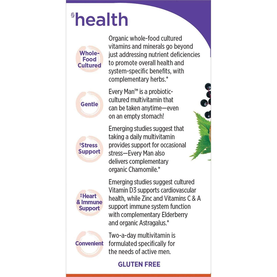 Health Supplements New Chapter Every Man, Men's Multivitamin Fermented With Probiotics + Selenium + B Vitamins + Vitamin D3 + Organic Non-GMO Ingredients - 72 Tablets 4 Health Supplements New Chapter Every Man, Men's Multivitamin Fermented With Probiotics + Selenium + B Vitamins + Vitamin D3 + Organic Non-GMO Ingredients - 72 Tablets