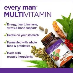 New Chapter Every Man, Men's Multivitamin Fermented With Probiotics + Selenium + B Vitamins + Vitamin D3 + Organic Non-GMO Ingredients - 120 Tablets Health Supplements