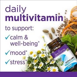 New Chapter Perfect Calm - Daily Multivitamin For Stress & Mood Support With B Vitamins + Holy Basil + Lemon Balm - 72 Vegetarian Tablets Health Supplements