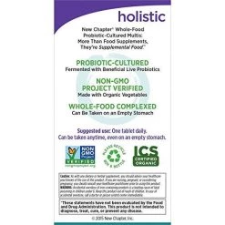 New Chapter Only One Multivitamin Organic Whole-Foods With Probiotics + B Vitamins + Vitamin D3 Non-GMO - 72 Tablets 9 New Chapter Only One Multivitamin Organic Whole-Foods With Probiotics + B Vitamins + Vitamin D3 Non-GMO - 72 Tablets
