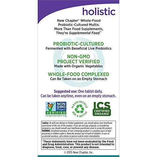 New Chapter Only One Multivitamin Organic Whole-Foods With Probiotics + B Vitamins + Vitamin D3 Non-GMO - 72 Tablets 4 New Chapter Only One Multivitamin Organic Whole-Foods With Probiotics + B Vitamins + Vitamin D3 Non-GMO - 72 Tablets