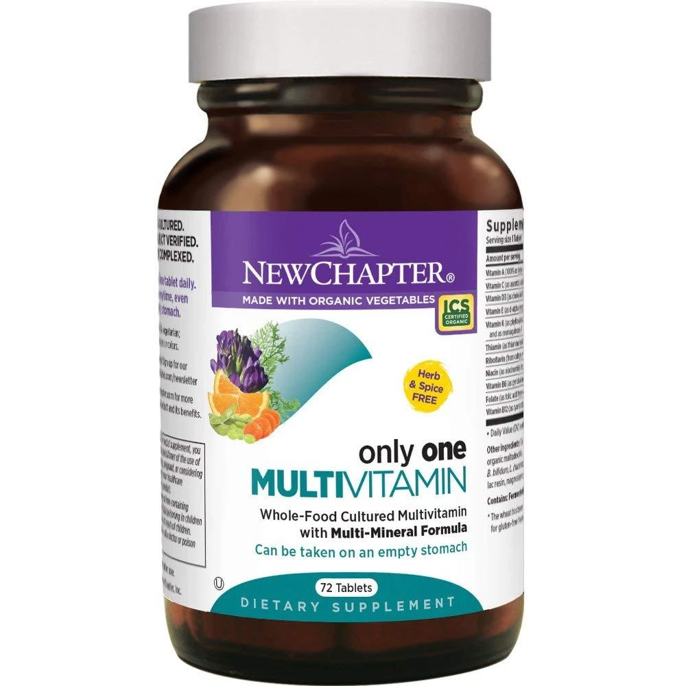 New Chapter Only One Multivitamin Organic Whole-Foods With Probiotics + B Vitamins + Vitamin D3 Non-GMO - 72 Tablets 1 New Chapter Only One Multivitamin Organic Whole-Foods With Probiotics + B Vitamins + Vitamin D3 Non-GMO - 72 Tablets
