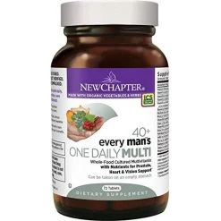 New Chapter Every Man's One Daily 40+, Men's Multivitamin Fermented With Probiotics + Saw Palmetto + B Vitamins + Vitamin D3 + Organic Non-GMO Ingredients - 72 Vegetarian Tablets Health Supplements