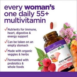 New Chapter Multivitamin Every Woman's One Daily 55+ With Fermented Probiotics + Whole Foods + Astaxanthin + Vitamin D3 + B Vitamins - 24 Vegetarian Tablets
