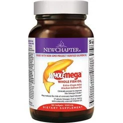 New Chapter Wholemega Extra-Virgin Alaskan Salmon Fish Oil - 180 Count Health Supplements