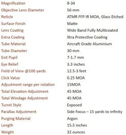 Athlon Optics Athlon Argos BTR GEN2 8-34x56 Riflescope, APLR2 FFP IR MOA 9 Athlon Optics Athlon Argos BTR GEN2 8-34x56 Riflescope, APLR2 FFP IR MOA