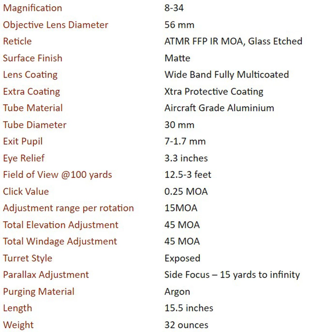 Athlon Optics Athlon Argos BTR GEN2 8-34x56 Riflescope, APLR2 FFP IR MOA 5 Athlon Optics Athlon Argos BTR GEN2 8-34x56 Riflescope, APLR2 FFP IR MOA