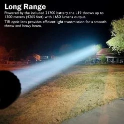 Flashlights Acebeam L19 1650 Lumen LED Flashlight, Long Throw, White LED, With 21700 Battery And Charger