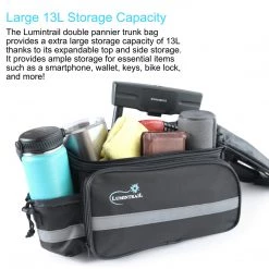 Lumintrail Bike Rack Bag, Rear Trunk Carrier Commuter Pannier With Rain Cover Outdoor Recreation
