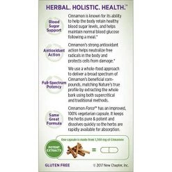 New Chapter Cinnamon Force Supplement For Blood Sugar Support With Antioxidant Action Non-GMO - 60 Vegetarian Capsules