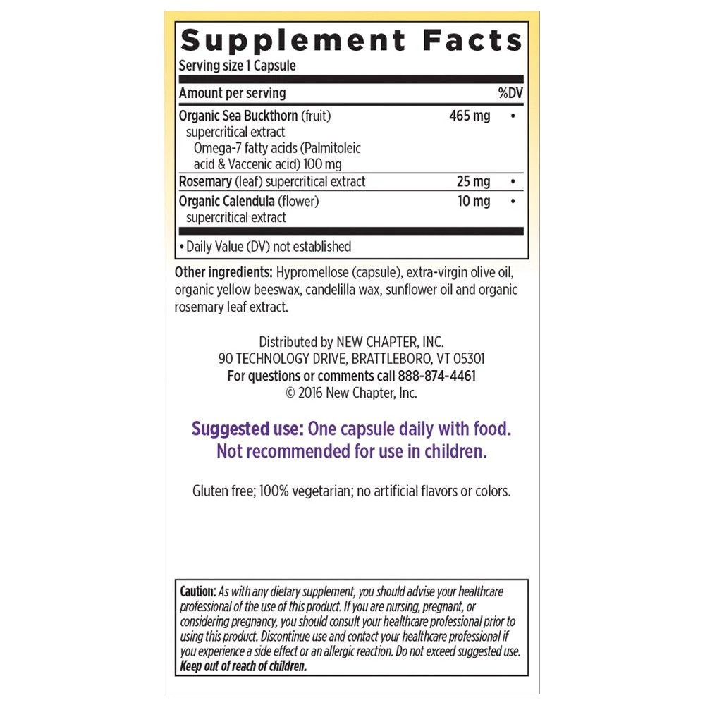 New Chapter Supercritical Omega-7 With Sea Buckthorn Plant-Sourced Fatty Acids Non-GMO - 60 Vegetarian Capsules Health Supplements 2 New Chapter Supercritical Omega-7 With Sea Buckthorn Plant-Sourced Fatty Acids Non-GMO - 60 Vegetarian Capsules Health Supplements