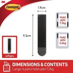 3M Command Picture Hanging Strips Heavy Duty, Large, Black, Holds 16 Lbs, 4-Pairs (17206BLK-ES) Outdoor Recreation 12 3M Command Picture Hanging Strips Heavy Duty, Large, Black, Holds 16 Lbs, 4-Pairs (17206BLK-ES) Outdoor Recreation