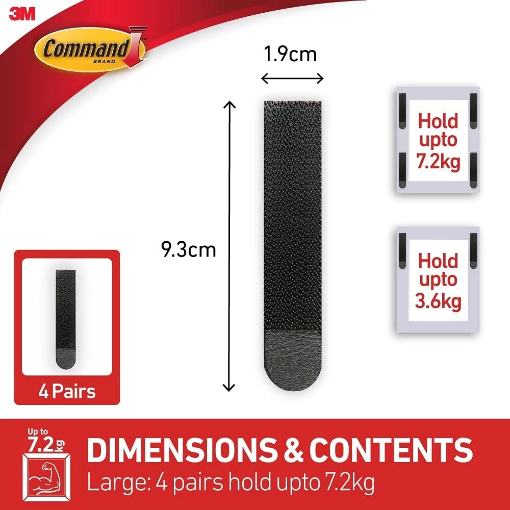 3M Command Picture Hanging Strips Heavy Duty, Large, Black, Holds 16 Lbs, 4-Pairs (17206BLK-ES) Outdoor Recreation 3 3M Command Picture Hanging Strips Heavy Duty, Large, Black, Holds 16 Lbs, 4-Pairs (17206BLK-ES) Outdoor Recreation