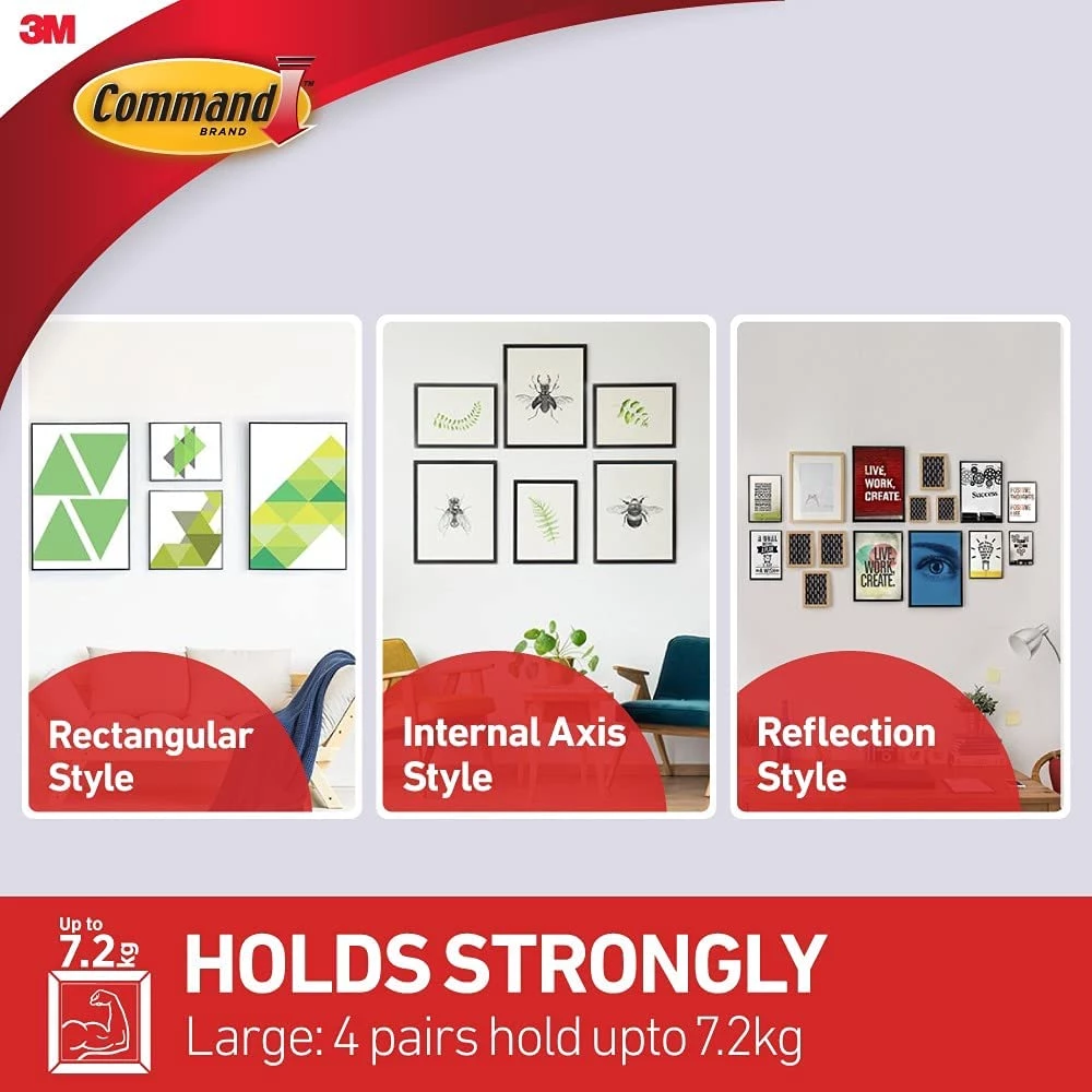 3M Command Picture Hanging Strips Heavy Duty, Large, Black, Holds 16 Lbs, 4-Pairs (17206BLK-ES) Outdoor Recreation 5 3M Command Picture Hanging Strips Heavy Duty, Large, Black, Holds 16 Lbs, 4-Pairs (17206BLK-ES) Outdoor Recreation