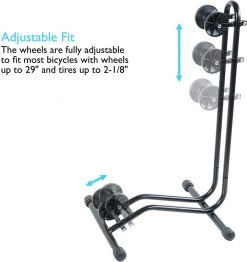 Outdoor Recreation Lumintrail Bicycle Floor Parking Rack Stand For Mountain And Road Bike BS-7076-02-2 Adjustable Fit Up To 29" Wheels With Tire Width Up To 2.25", Push-On Design, Rubber Feet For Non-Slip