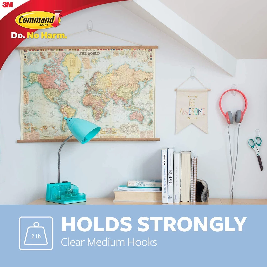 3M Command Hooks, Medium, Clear, 6-Hooks (17091CLR-6ES) 3 3M Command Hooks, Medium, Clear, 6-Hooks (17091CLR-6ES)