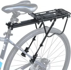 Lumintrail Bike Cargo Rack LC-671-09-05 Seatpost Mounted Bicycle Luggage Carrier With Adjustable Frame-Mount Arms, For Trunk Bags And Pannier Bags, 55 LBs Weight Capacity