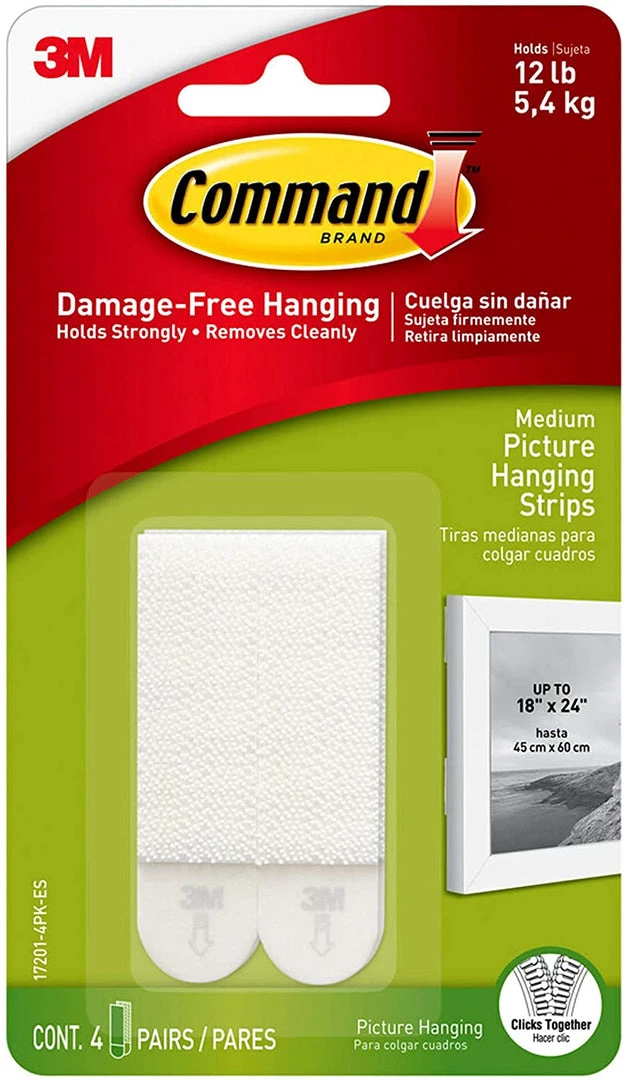 3M Outdoor Recreation Command 12 Lb Picture Hanging Strips, Medium, 6-packages (24 Pairs Total) (17201-4PK-ES) 1 3M Outdoor Recreation Command 12 Lb Picture Hanging Strips, Medium, 6-packages (24 Pairs Total) (17201-4PK-ES)