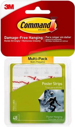 3M Command Poster Hanging Strips Value-Pack, Small, White, 48-Pairs (17024-48ES)