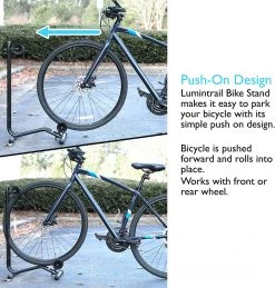 Outdoor Recreation Lumintrail Bicycle Floor Parking Rack Stand For Mountain And Road Bike BS-7076-02-2 Adjustable Fit Up To 29