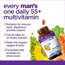 New Chapter Every Man's One Daily 55+ Multi With Fermented Probiotics + Whole Foods + Astaxanthin + Organic Non-GMO Ingredients - 72 Vegetarian Tablets Health Supplements