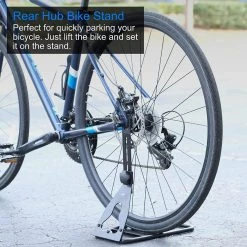 Lumintrail Bike Floor Hub Mount BS-7078-03-4 Rear Parking Rack Stand For Mountain And Road Bicycle, Adjustable Fit Up To 29" Wheels, Powder-Coated Steel, Tool-Free Adjustment, Non-Marring Rubber Sleeve