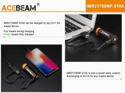 Outdoor Recreation Acebeam L18 1500 Lumens LED Tactical Flashlight With Rechargeable 21700 Battery