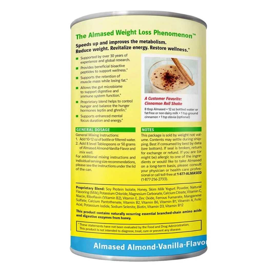 Almased Meal Replacement Shake Multi Protein Powder 17.6 Oz Almond Vanilla 4 Almased Meal Replacement Shake Multi Protein Powder 17.6 Oz Almond Vanilla