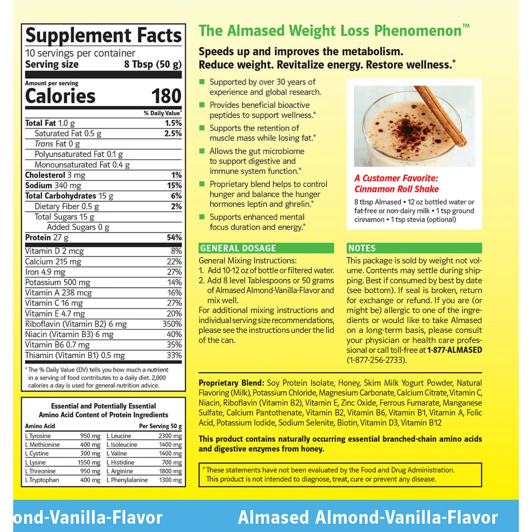 Almased Meal Replacement Shake Multi Protein Powder 17.6 Oz Almond Vanilla 2 Almased Meal Replacement Shake Multi Protein Powder 17.6 Oz Almond Vanilla