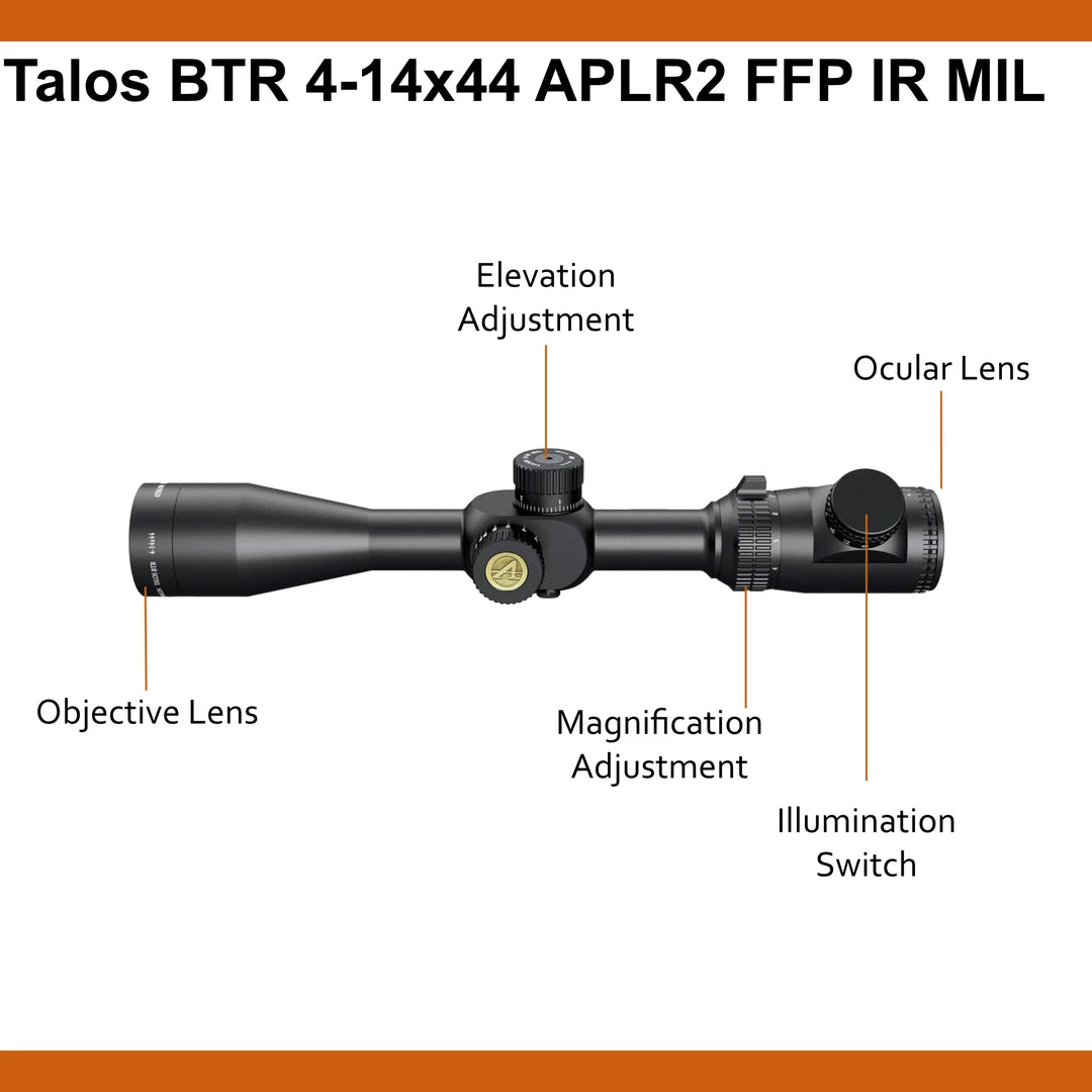 Athlon Optics Talos Rifle Scope BTR 4-14x44 APLR2 FFP Illuminated Reticle Sport Optics 2 Athlon Optics Talos Rifle Scope BTR 4-14x44 APLR2 FFP Illuminated Reticle Sport Optics