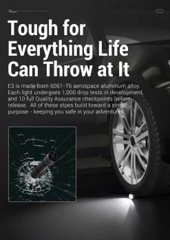 Klarus E3 2200 Lumens Handheld Flashlight, USB C Rechargeable Dual Tail Switch, With 5000mAh 21700 Battery Outdoor Recreation