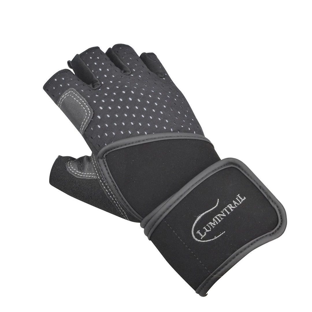 Lumintrail Half Finger Leather Padded Weight Lifting Gloves With Wrist Wrap Cycle 3 Lumintrail Half Finger Leather Padded Weight Lifting Gloves With Wrist Wrap Cycle