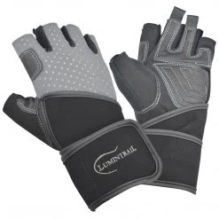 Lumintrail Half Finger Leather Padded Weight Lifting Gloves With Wrist Wrap Cycle