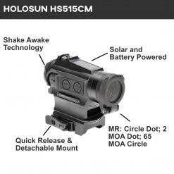 Holosun HS515CM 20mm Micro Optical Sight Red 2 MOA And 65 MOA Solar Powered Outdoor Recreation