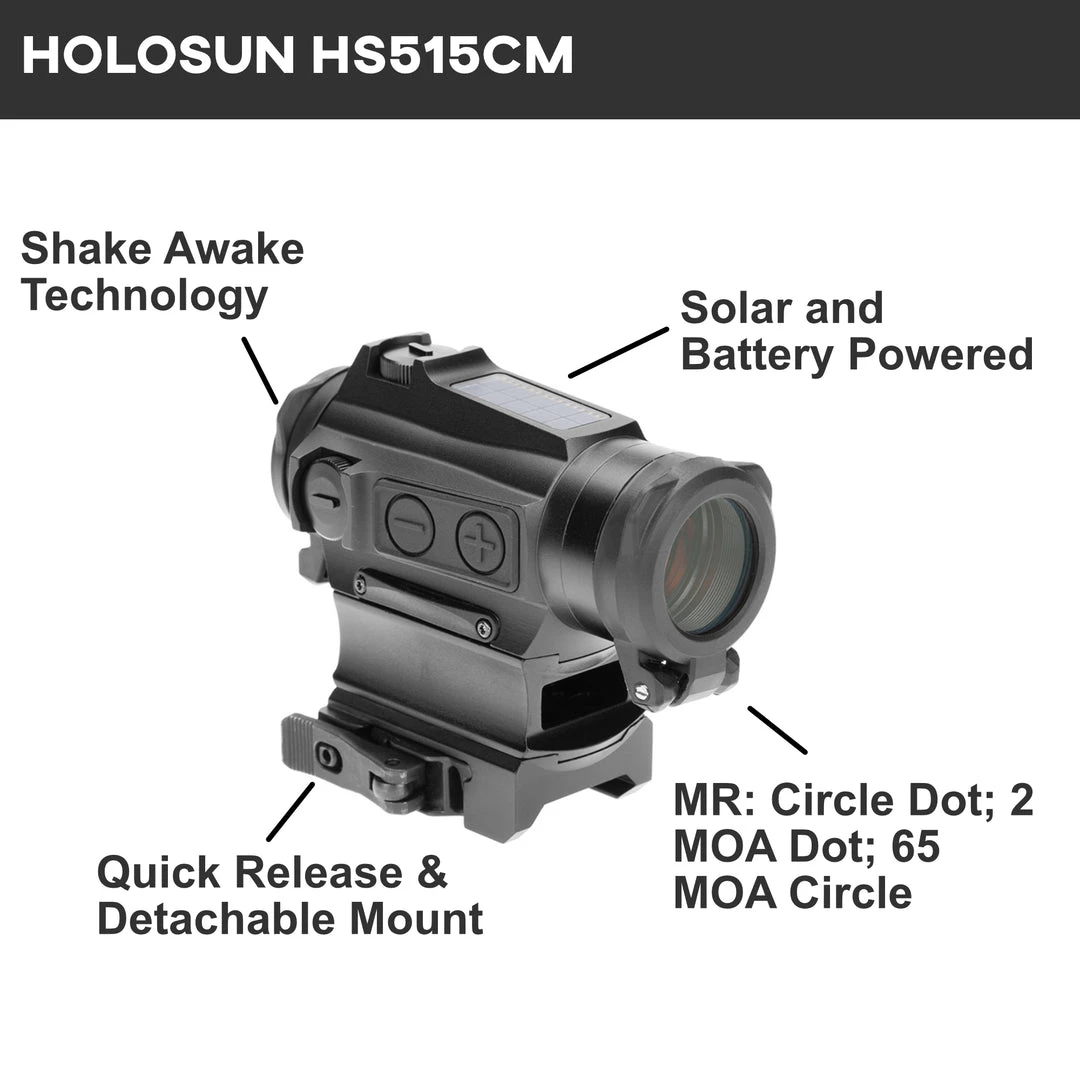 Holosun HS515CM 20mm Micro Optical Sight Red 2 MOA And 65 MOA Solar Powered Outdoor Recreation 2 Holosun HS515CM 20mm Micro Optical Sight Red 2 MOA And 65 MOA Solar Powered Outdoor Recreation