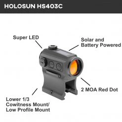 Outdoor Recreation Holosun HS403C Red Dot Sight Solar Power 20mm Micro Sight - Black