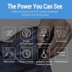 Outdoor Recreation Klarus E1 Pocket Flashlight EDC Dual-Switch Tactical Rechargeable Light 11 Outdoor Recreation Klarus E1 Pocket Flashlight EDC Dual-Switch Tactical Rechargeable Light