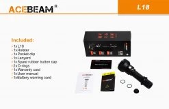Outdoor Recreation Acebeam L18 1500 Lumens LED Tactical Flashlight With Rechargeable 21700 Battery
