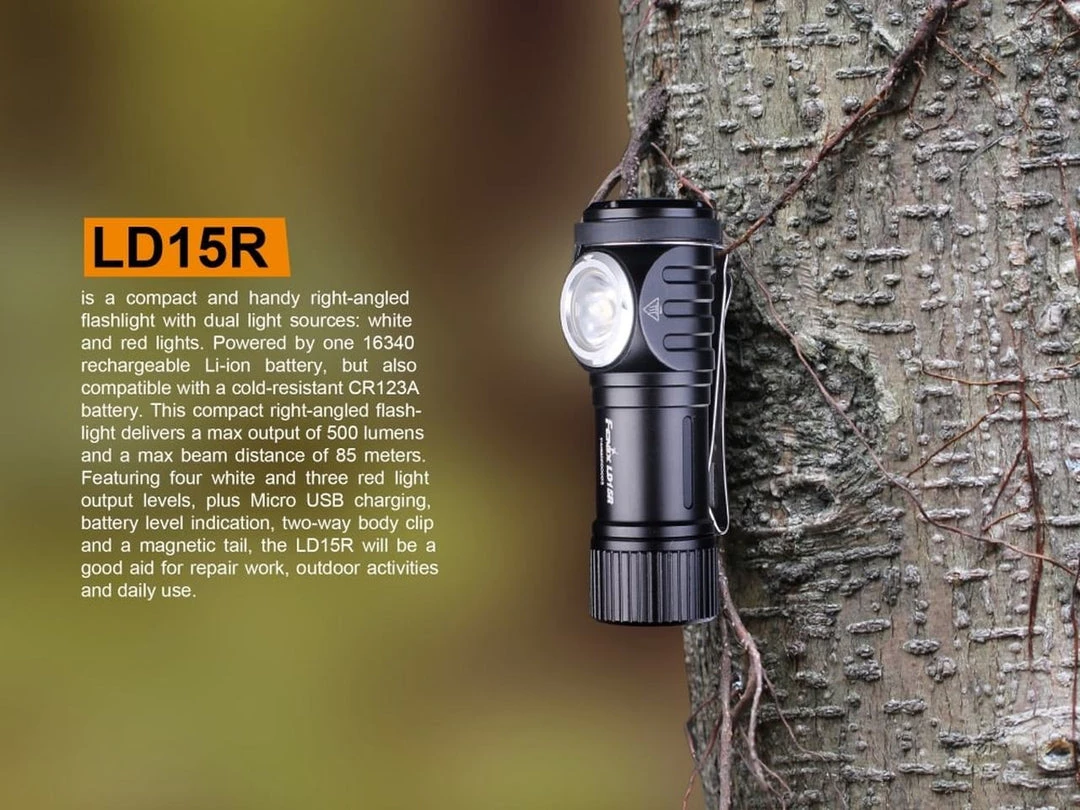 Outdoor Recreation Fenix LD15R Right-Angled Rechargeable LED Flashlight 500 Lumens 5 Outdoor Recreation Fenix LD15R Right-Angled Rechargeable LED Flashlight 500 Lumens