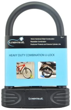 Lumintrail Bicycle Combination U-Lock, Medium Security