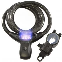 Lumintrail Bike Cable Lock Combination With LED Illumination And Mounting Bracket