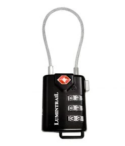 Lumintrail Outdoor Recreation Travel Lock TSA Approved 3 Digit Combination With Steel Cable