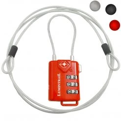 Lumintrail Outdoor Recreation Travel Lock TSA Approved 3 Digit Combination With Steel Cable
