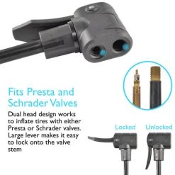 Outdoor Recreation Lumintrail 160 PSI Dual Valve Bike Pump With High Pressure Gauge PM-32B