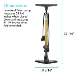 Outdoor Recreation Lumintrail 160 PSI Dual Valve Bike Pump With High Pressure Gauge PM-32B