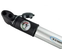 Lumintrail Outdoor Recreation Mini Bike Pump Rotating Dual Nozzle Head With Built-in Gauge