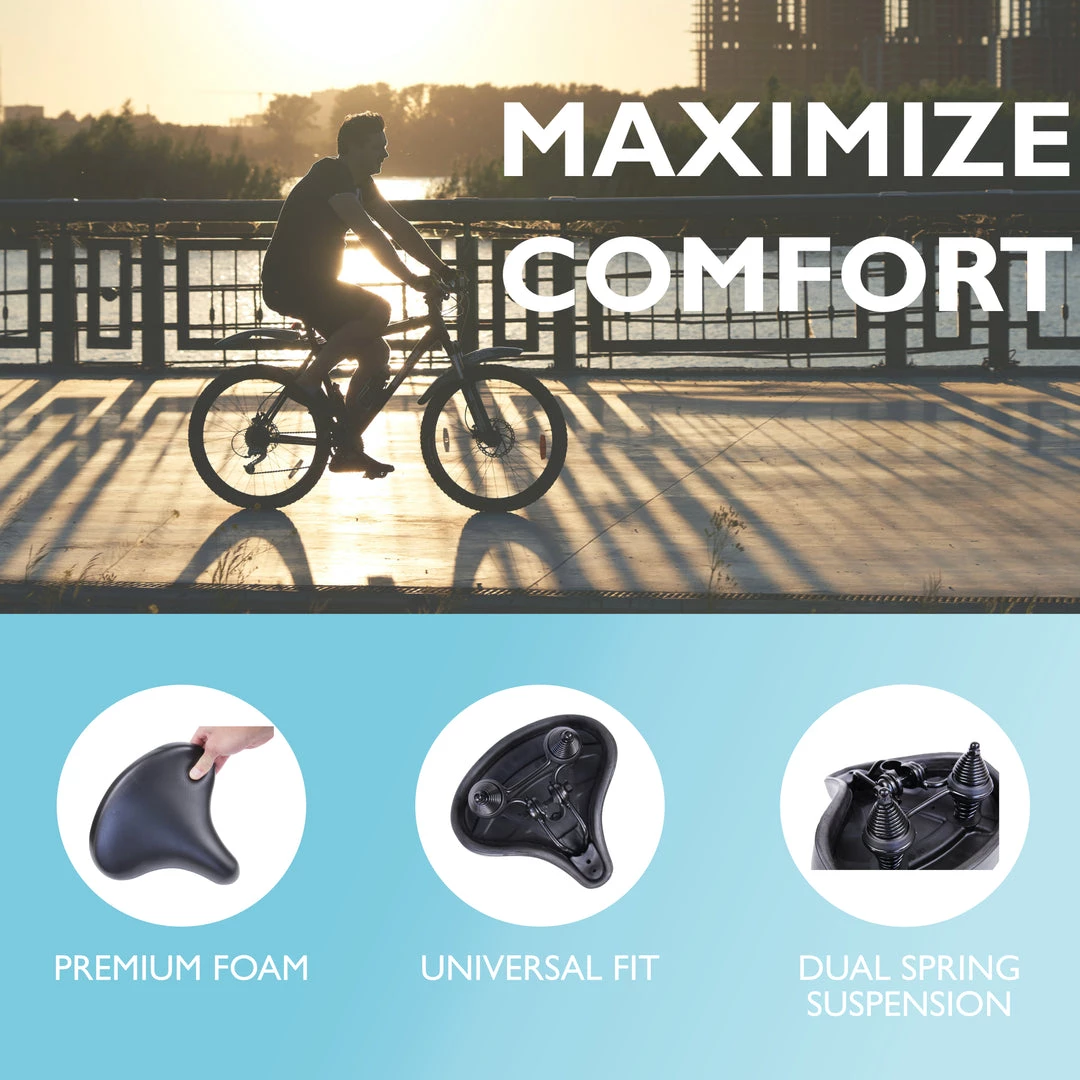 Outdoor Recreation Lumintrail Oversize Comfort Bike Seat Universal Fit Wide Saddle For Outdoor And Exercise Bikes 3 Outdoor Recreation Lumintrail Oversize Comfort Bike Seat Universal Fit Wide Saddle For Outdoor And Exercise Bikes
