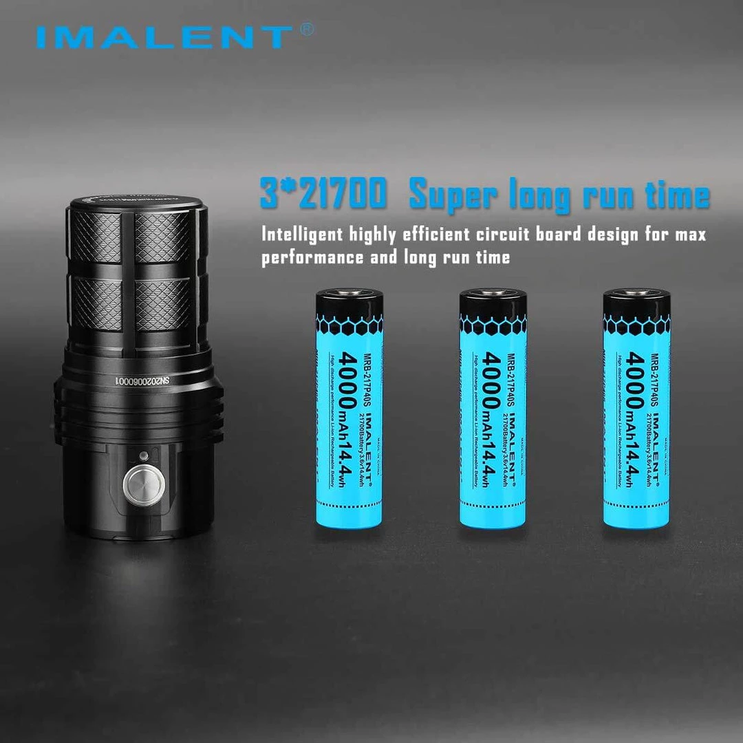 IMALENT Rechargeable LED Flashlight 25000 Lumens, With 3 X 21700 Batteries 5 IMALENT Rechargeable LED Flashlight 25000 Lumens, With 3 X 21700 Batteries
