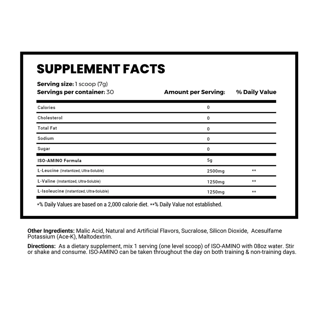 Man Sports ISO-Amino Pure Isolated BCAA's - 30 Servings Health Supplements 3 Man Sports ISO-Amino Pure Isolated BCAA's - 30 Servings Health Supplements